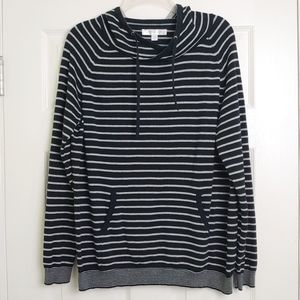 Amour Vert Kaitlyn stripe drawstring cowl pullover